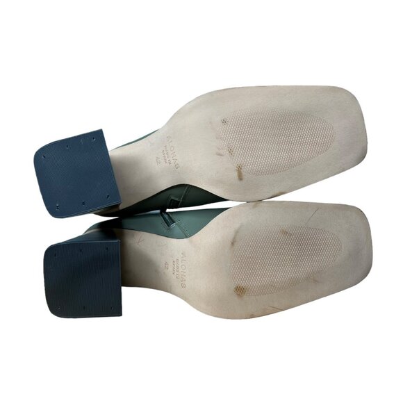 Alohas‎ Womens South Leather Square Toe Block Heel Ankle Boots EU 42 US 11 Green - Picture 10 of 14